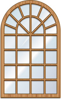 Arched Wooden Window Design PNG image