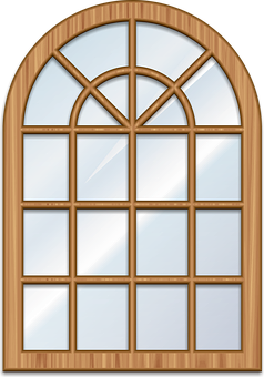 Arched Wooden Window Design PNG image