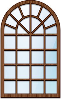 Arched Wooden Window Design PNG image