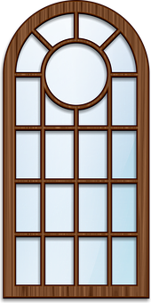 Arched Wooden Window Design PNG image