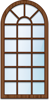 Arched Wooden Window Design PNG image