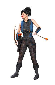 Archer Girl Character Render PNG image
