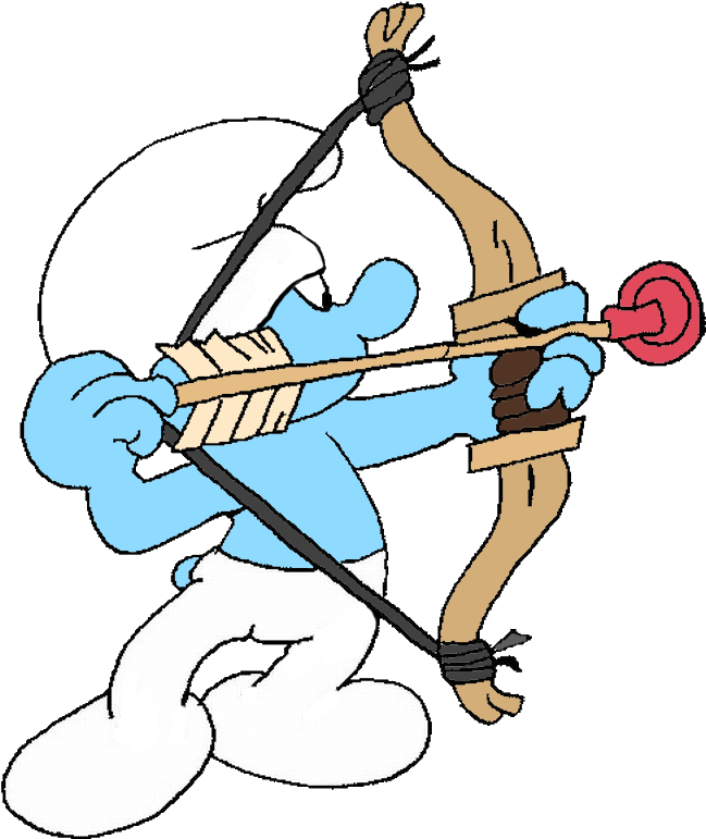 Archer Smurf With Bow And Arrow PNG image