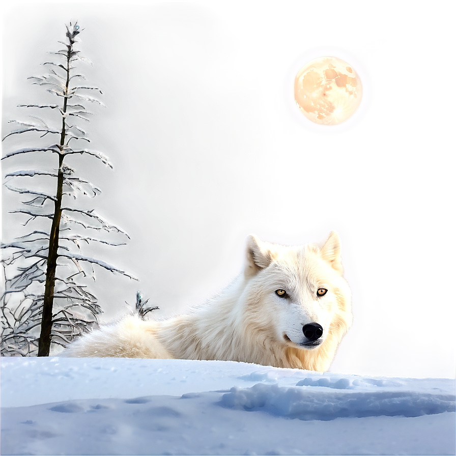 Arctic Wolf In Moonlight Png 92 PNG image