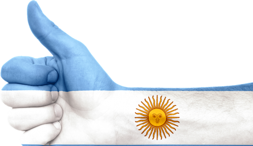 Argentina Flag Thumbs Up Gesture PNG image