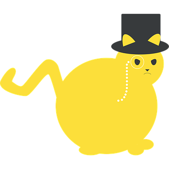 Aristocratic Yellow Cat Cartoon PNG image