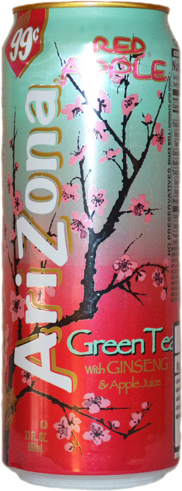 Arizona Green Tea Ginseng Apple Juice Can PNG image