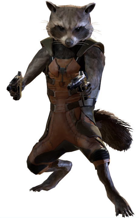 Armed Raccoon Character Action Pose PNG image