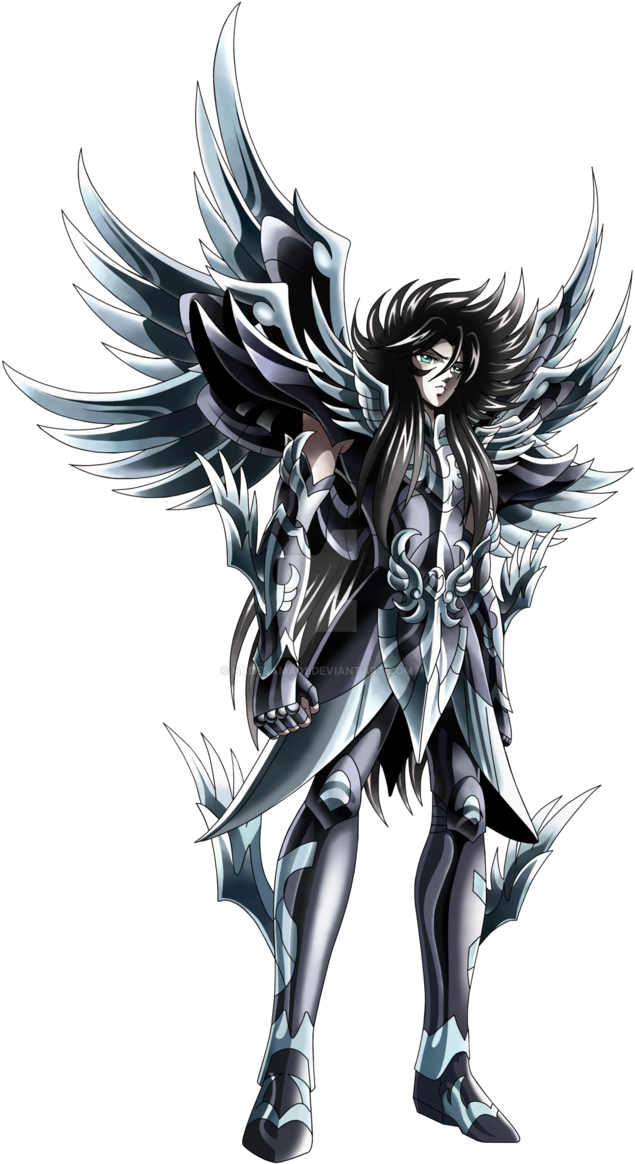 Armored Winged Anime Character PNG image