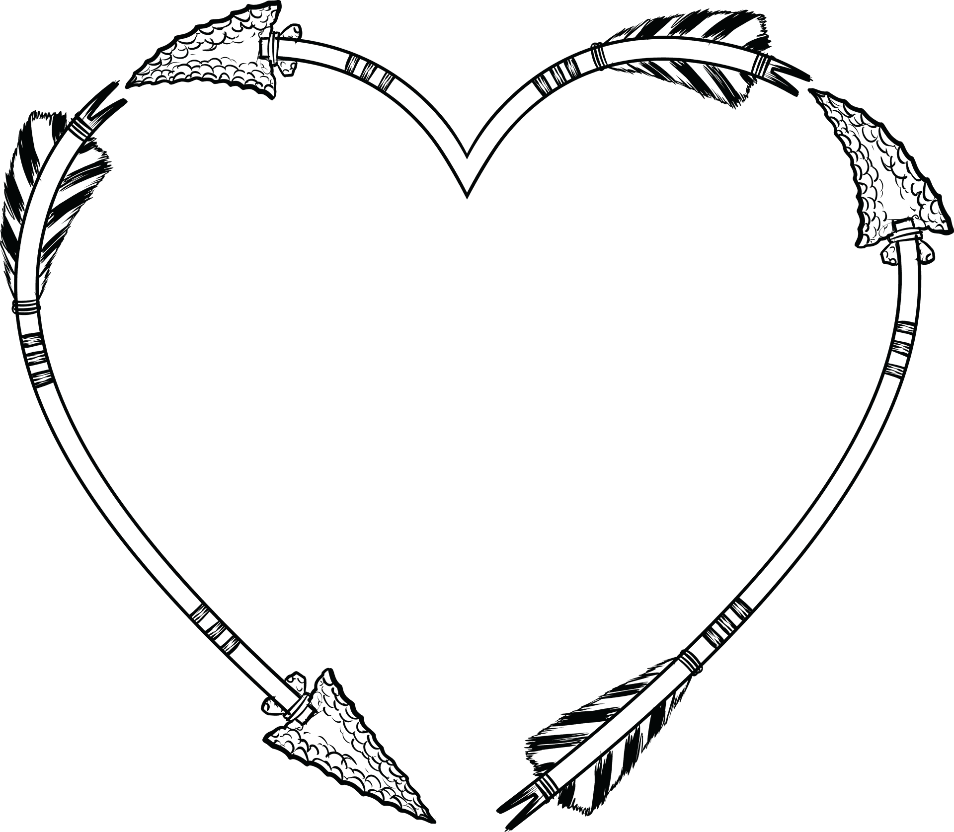 Arrow Heart Line Art PNG image