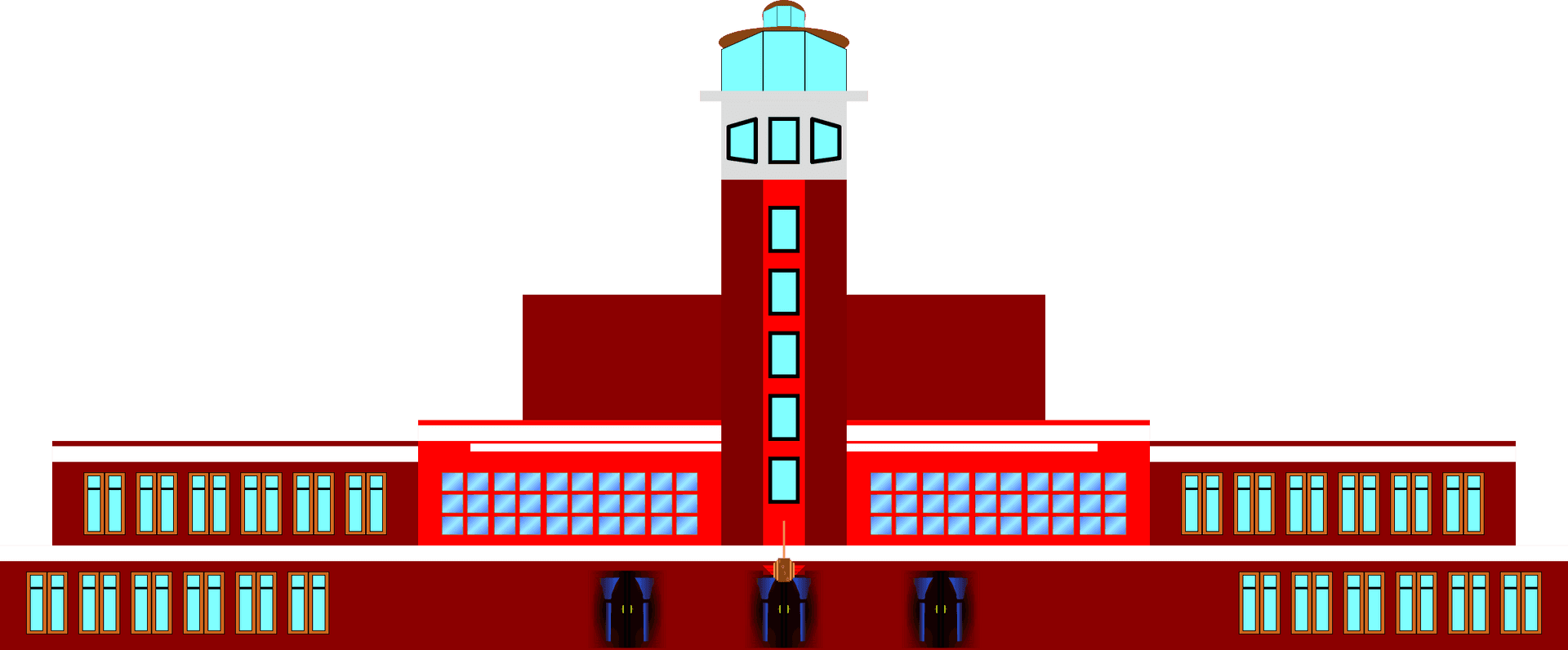 Art Deco Airport Tower Illustration PNG image