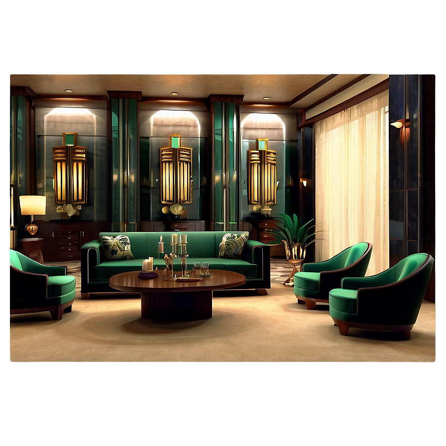 Art Deco Living Room Png 05242024 PNG image