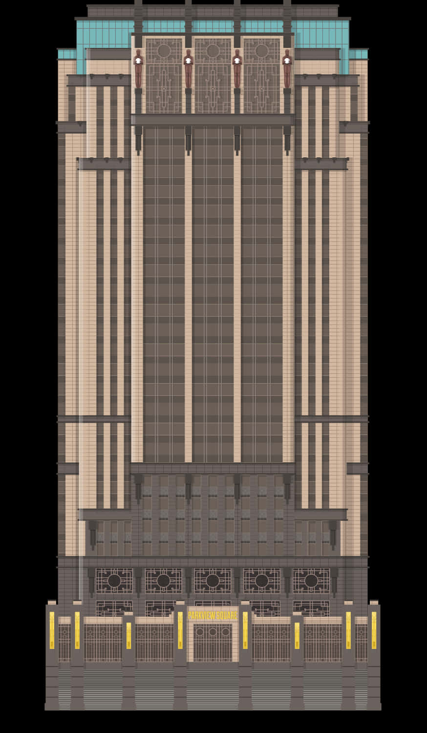 Art Deco Skyscraper Facade PNG image