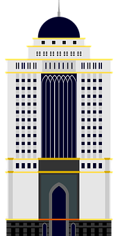 Art Deco Skyscraper Illustration PNG image