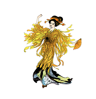 Art Nouveau Style Womanwith Sunflowers PNG image