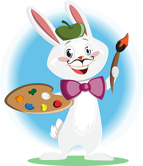 Artist Bunny Cartoon PNG image