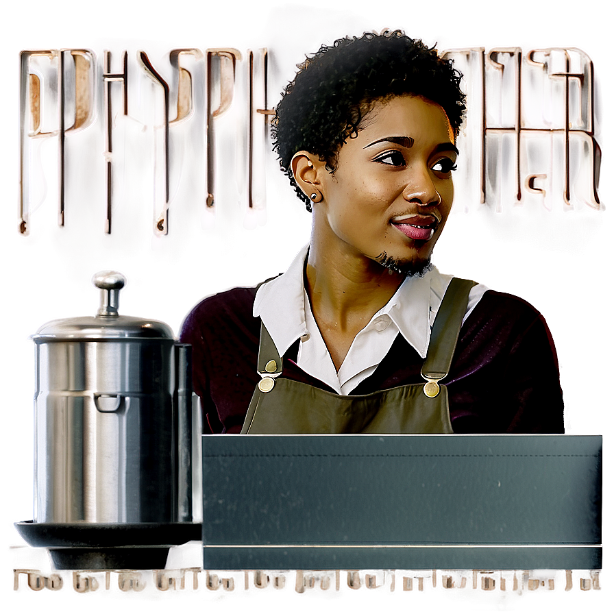 Artistic Barista Portrait Png Srq78 PNG image