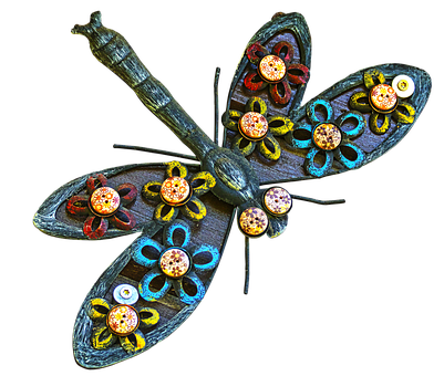 Artistic Dragonfly Sculpture PNG image