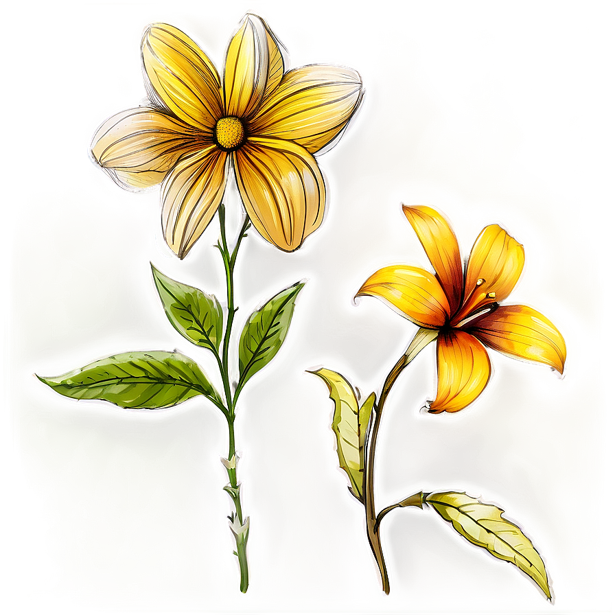 Artistic Flower Sketch Png 92 PNG image