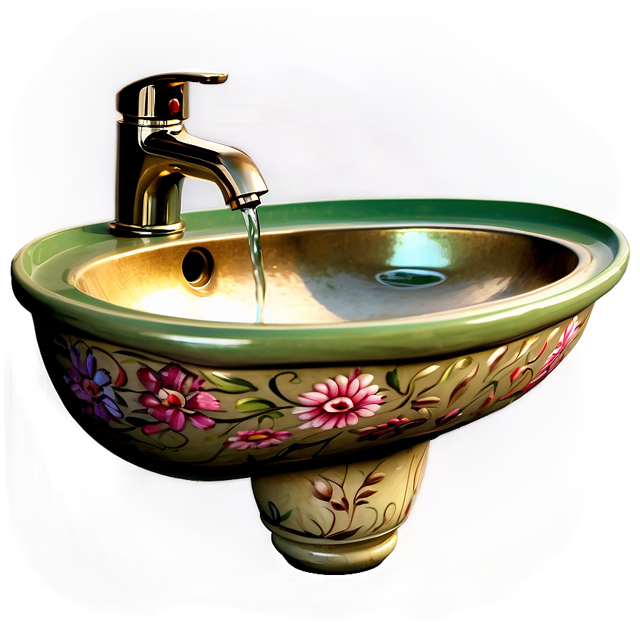 Artistic Hand Painted Sink Png Yfm PNG image