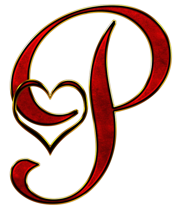 Artistic Letter P With Heart Design PNG image