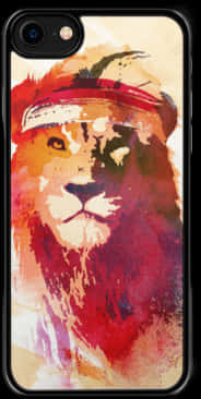 Artistic Lion Headband Phone Case PNG image