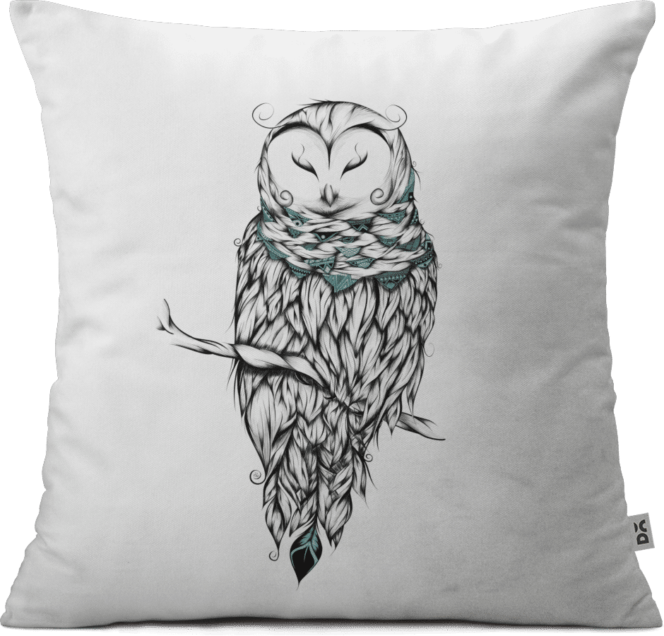 Artistic Owl Cushion Design PNG image