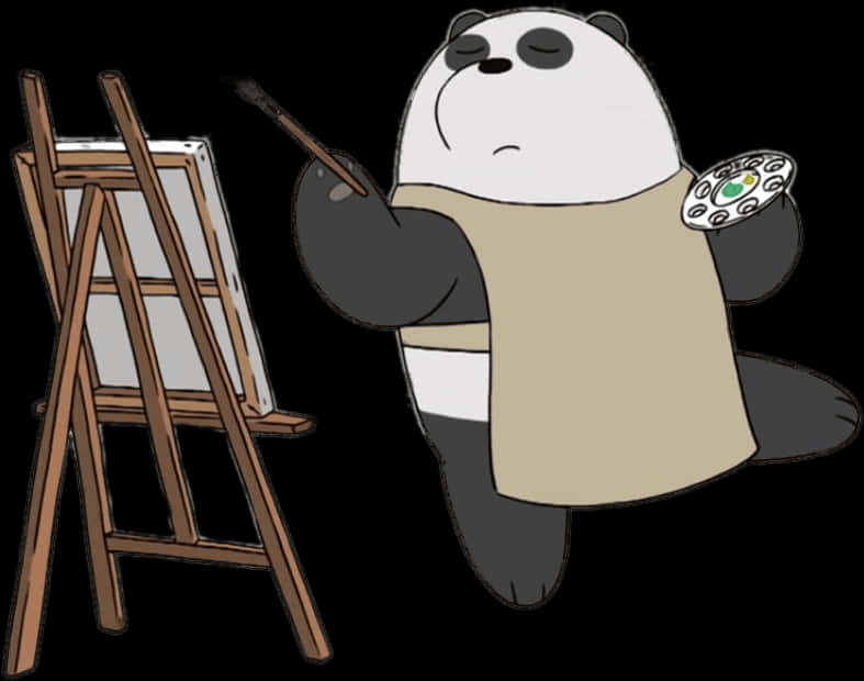 Artistic Pandawith Easeland Paintbrush PNG image