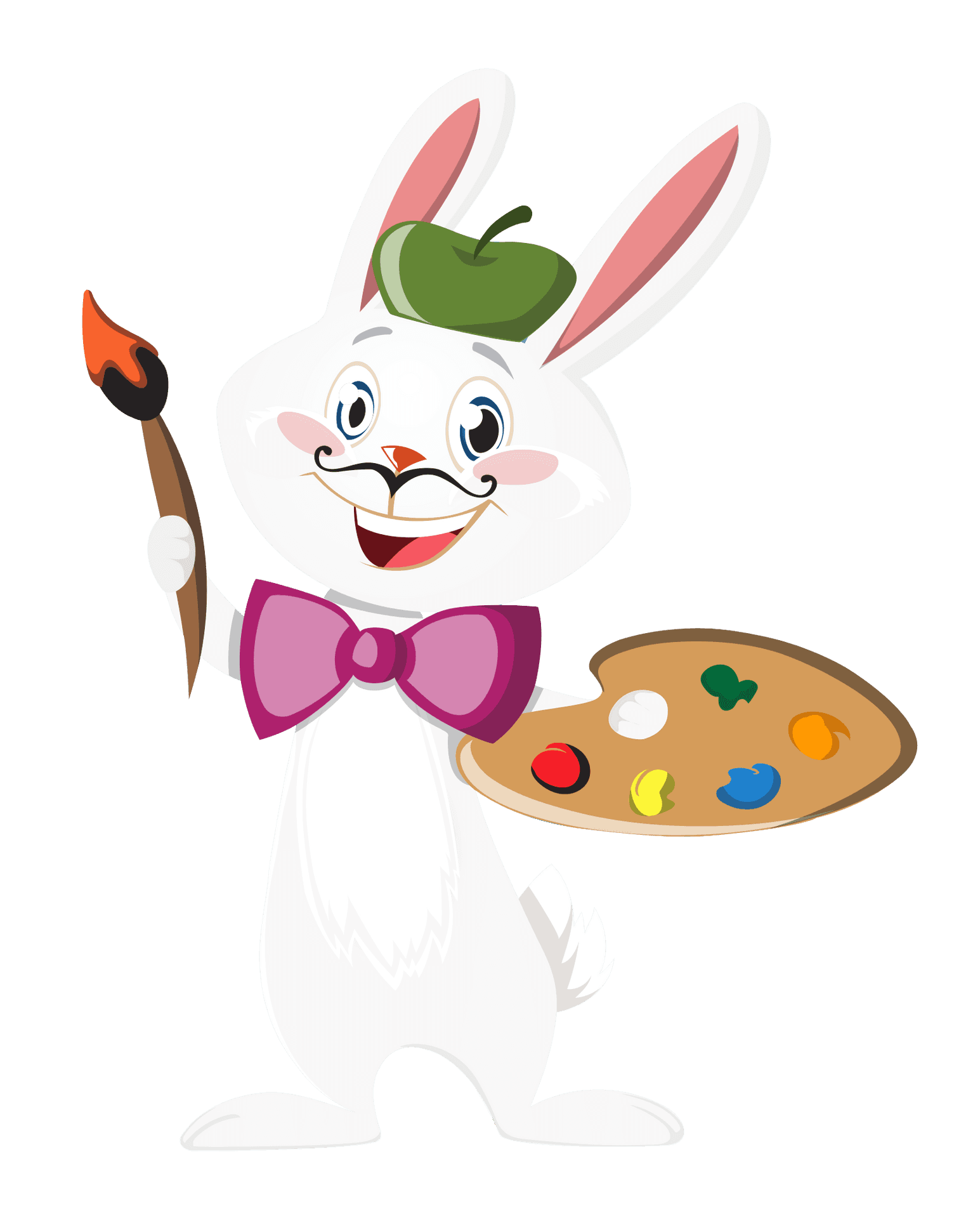 Artistic Rabbitwith Paintbrushand Palette PNG image