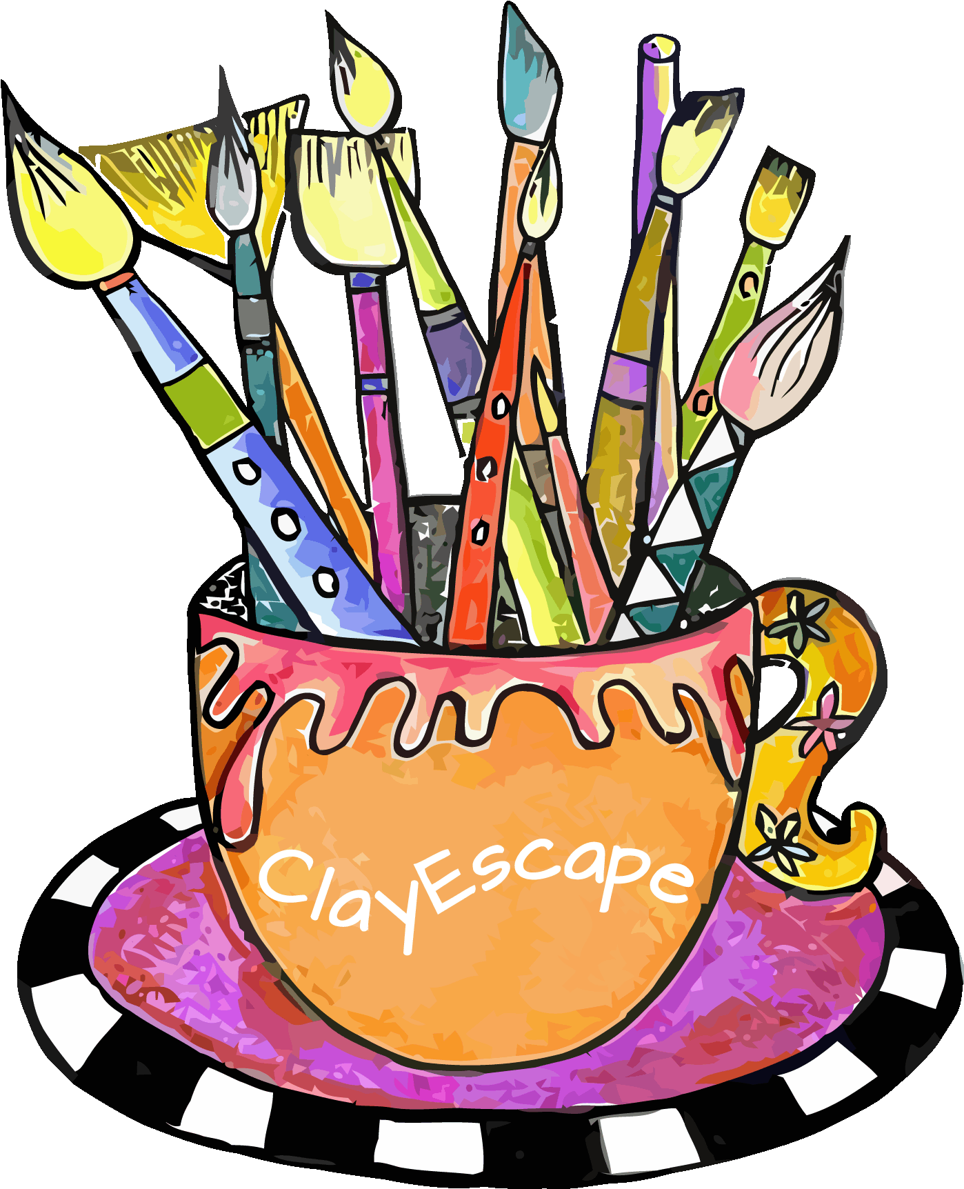 Artistic Toolsin Cup Illustration PNG image