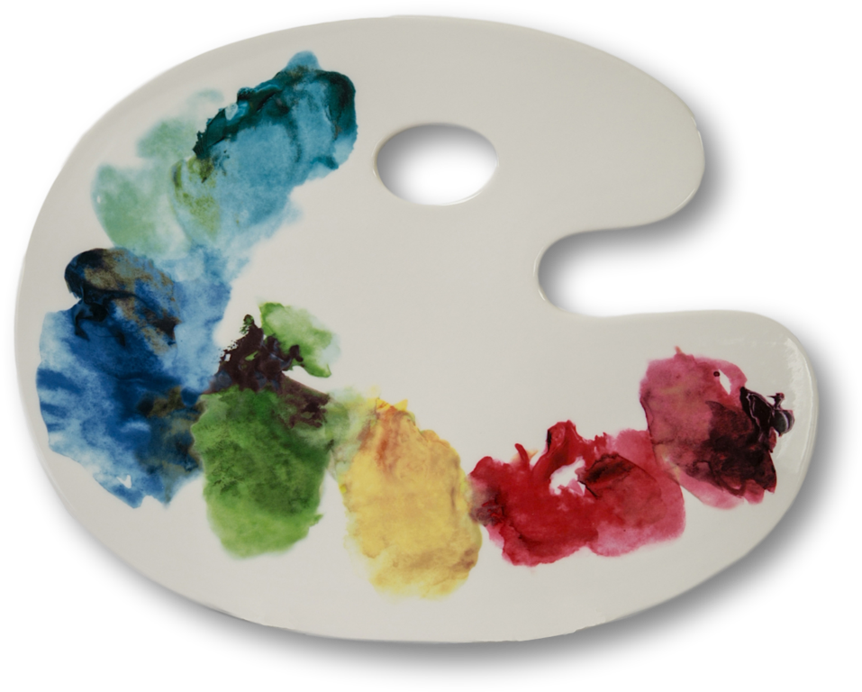 Artists Palette With Paint Swatches PNG image