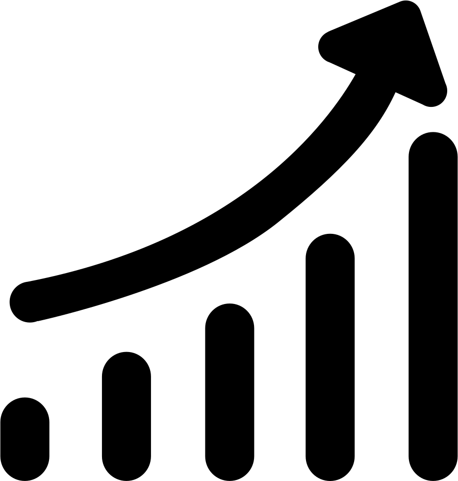 Ascending Bar Graph With Upward Arrow PNG image