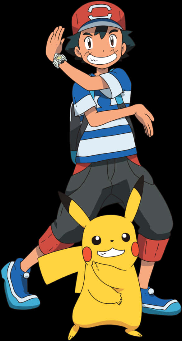 Ashand Pikachu Adventure Pose PNG image