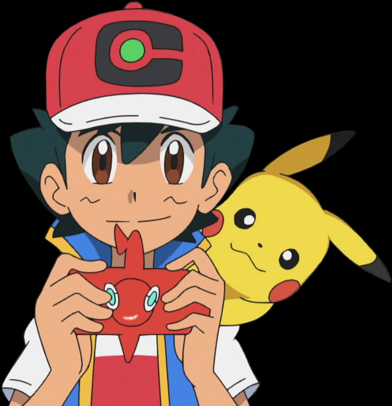 Ashand Pikachuwith Pokemon Toy PNG image