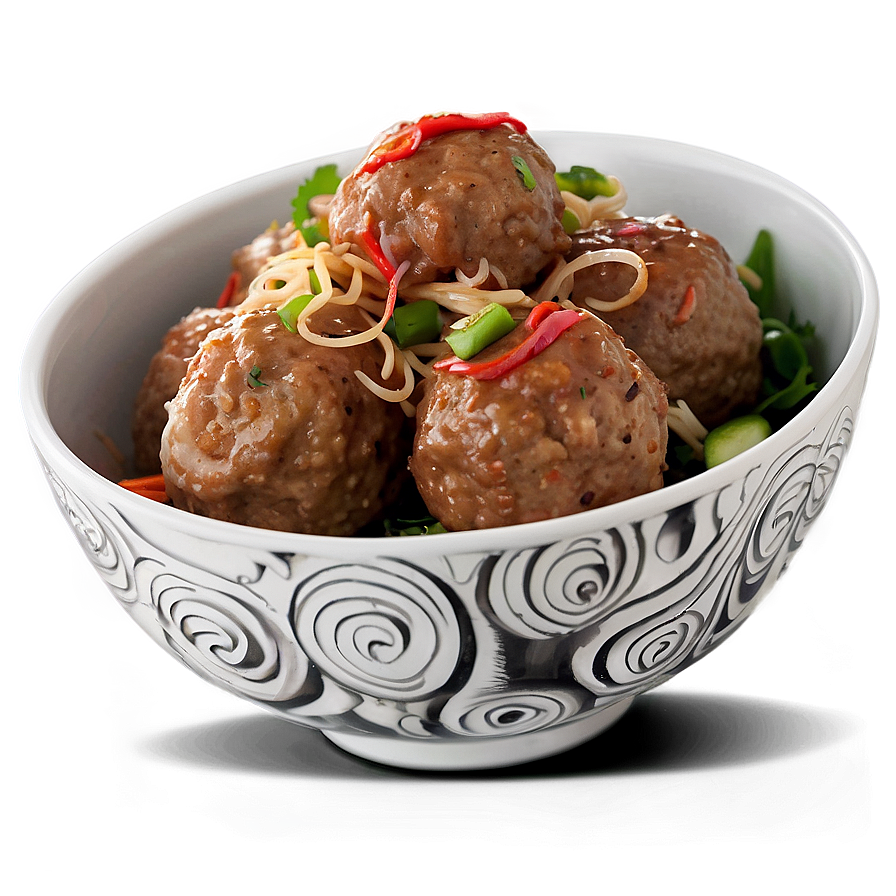 Asian Style Meatballs Bowl PNG image