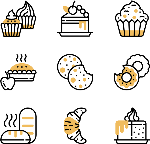 Assorted Bakery Icons Set PNG image