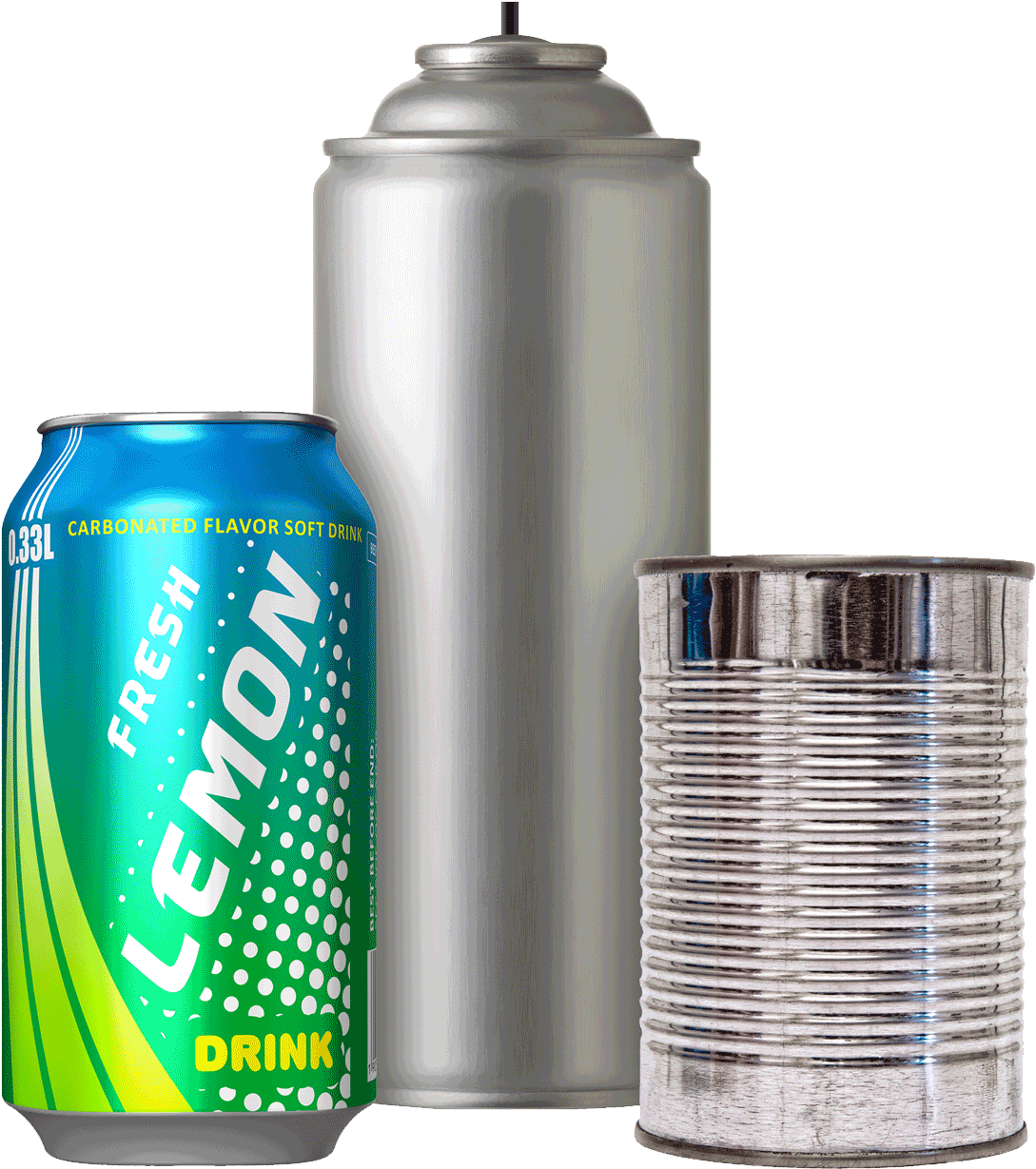 Assorted Beverage Cans Types PNG image