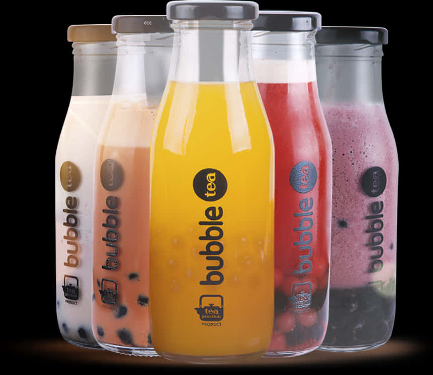 Assorted Bubble Tea Bottles PNG image