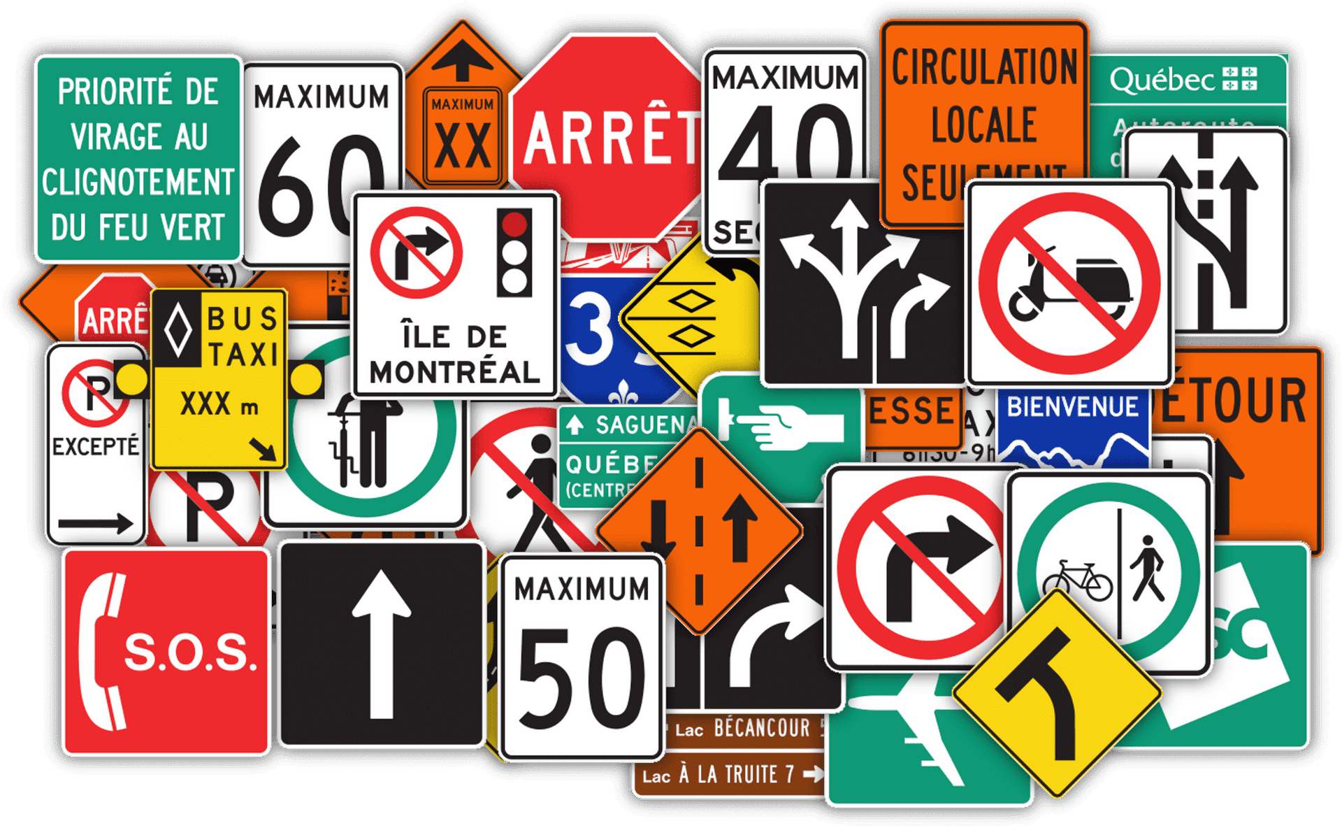 Assorted Canadian Road Signs Collection PNG image