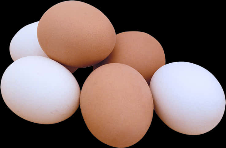 Assorted Chicken Eggson Black Background PNG image