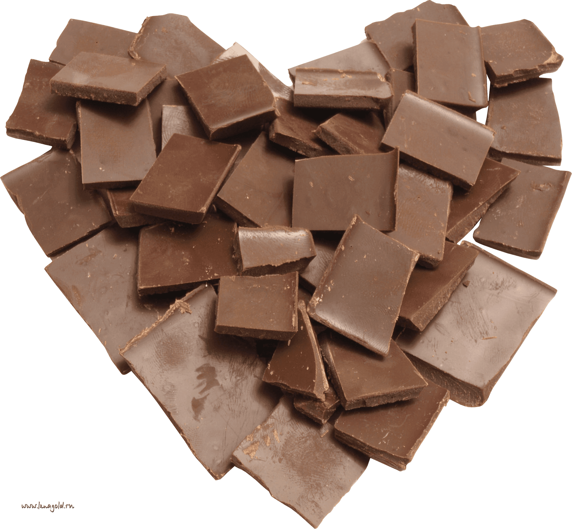 Assorted Chocolate Pieces Heart Shape PNG image