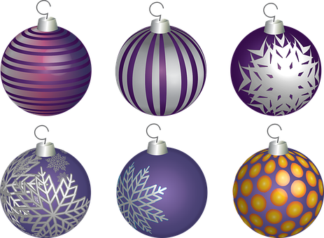 Assorted Christmas Ornaments Collection PNG image