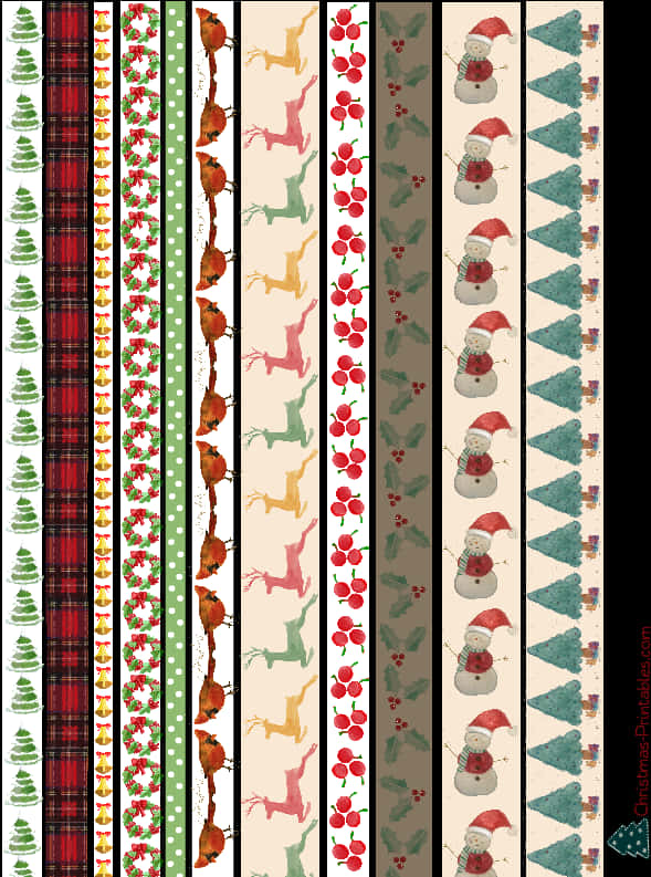 Assorted Christmas Washi Tape Designs PNG image
