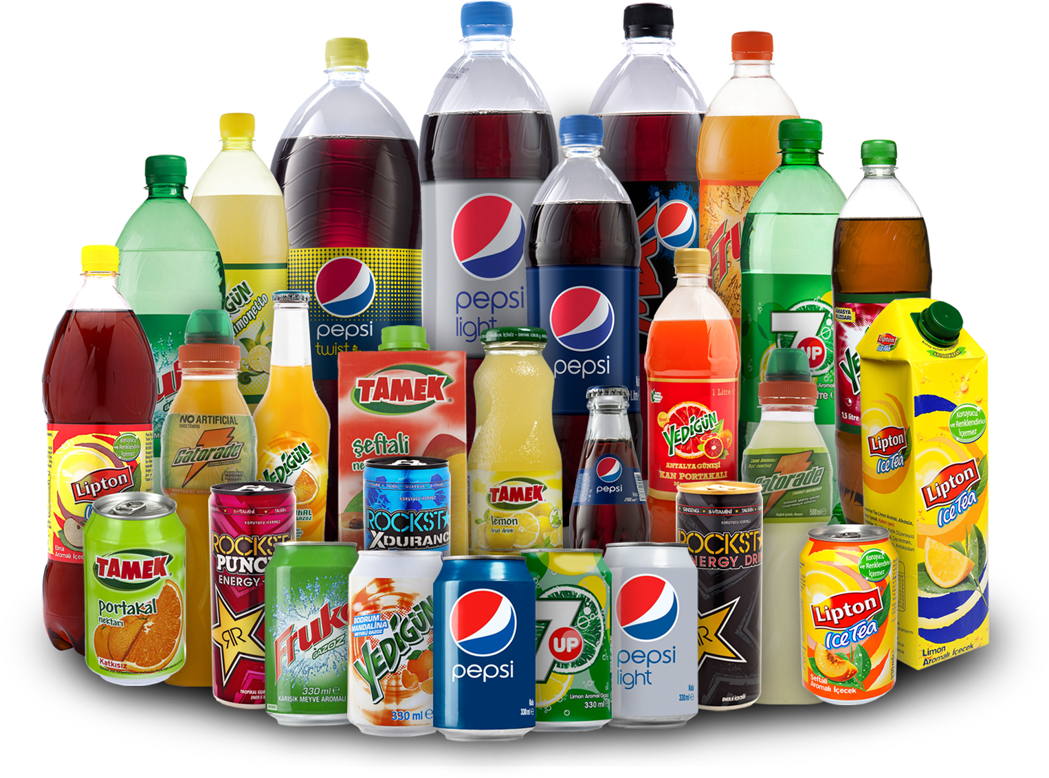 Assorted Cold Drinks Collection PNG image