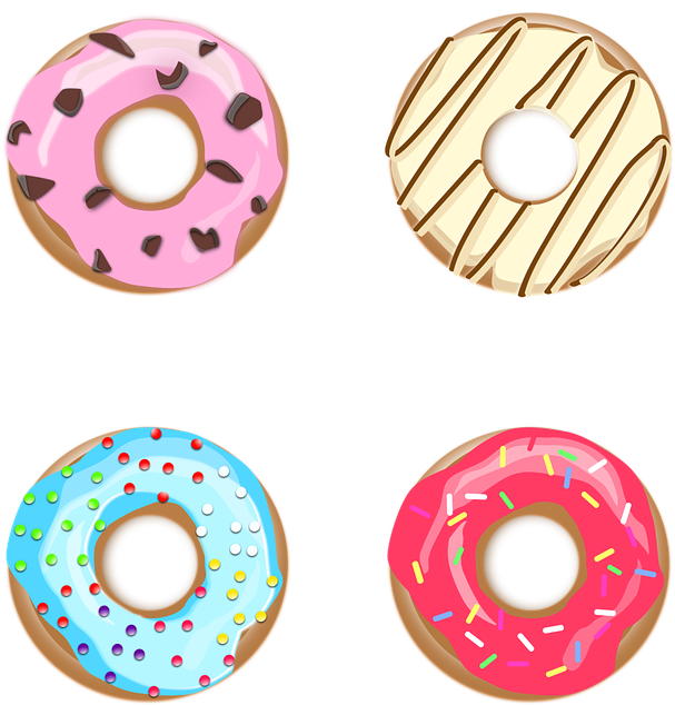 Assorted Decorated Doughnuts Illustration PNG image