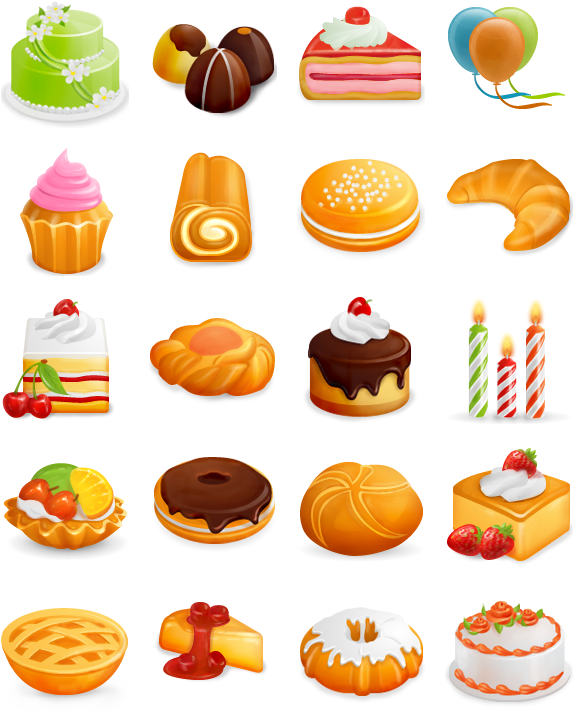 Assorted Desserts Icon Set PNG image