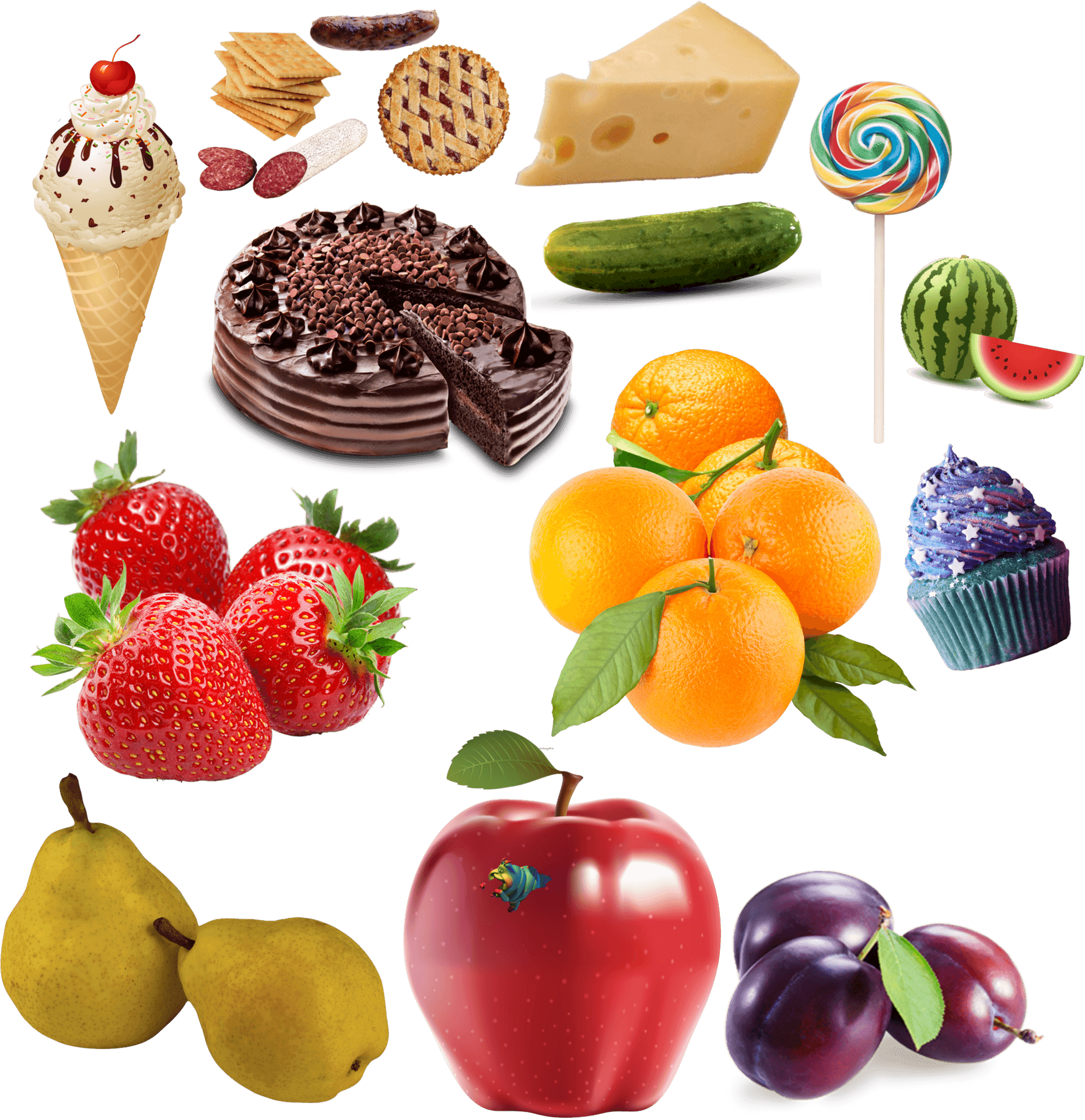 Assorted Dessertsand Fruits Collection PNG image
