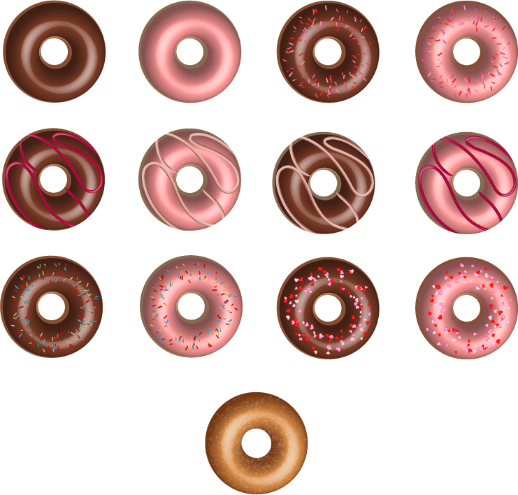 Assorted Doughnuts Collection PNG image