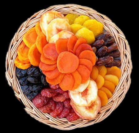 Assorted Dried Fruit Basket PNG image
