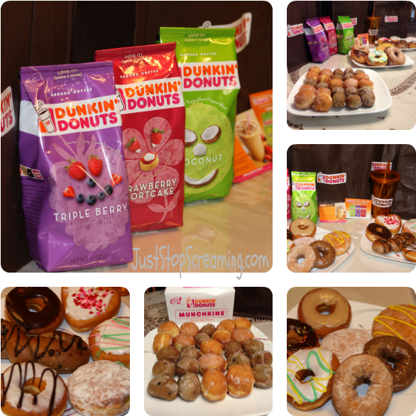 Assorted Dunkin Donuts Products Collage PNG image